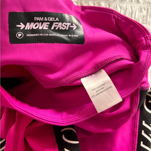 Pam & Gela Pink Leggings with Striped Side Panel - Picture 4 of 6